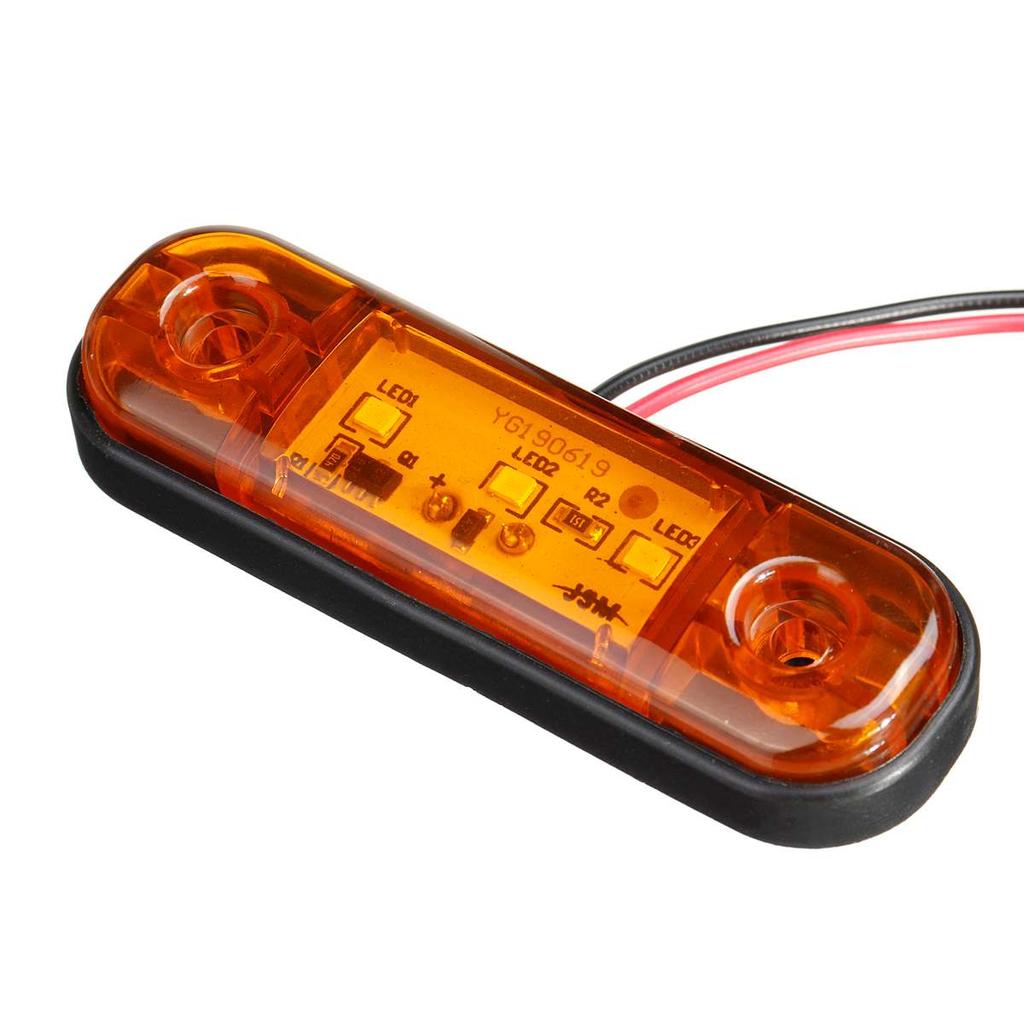 1/6pcs 12V 24V 3 LED Car External Side Marker Warning Light Oval Clearance Signal Brake Trailer Truck Lamp Truck Lorry Bus