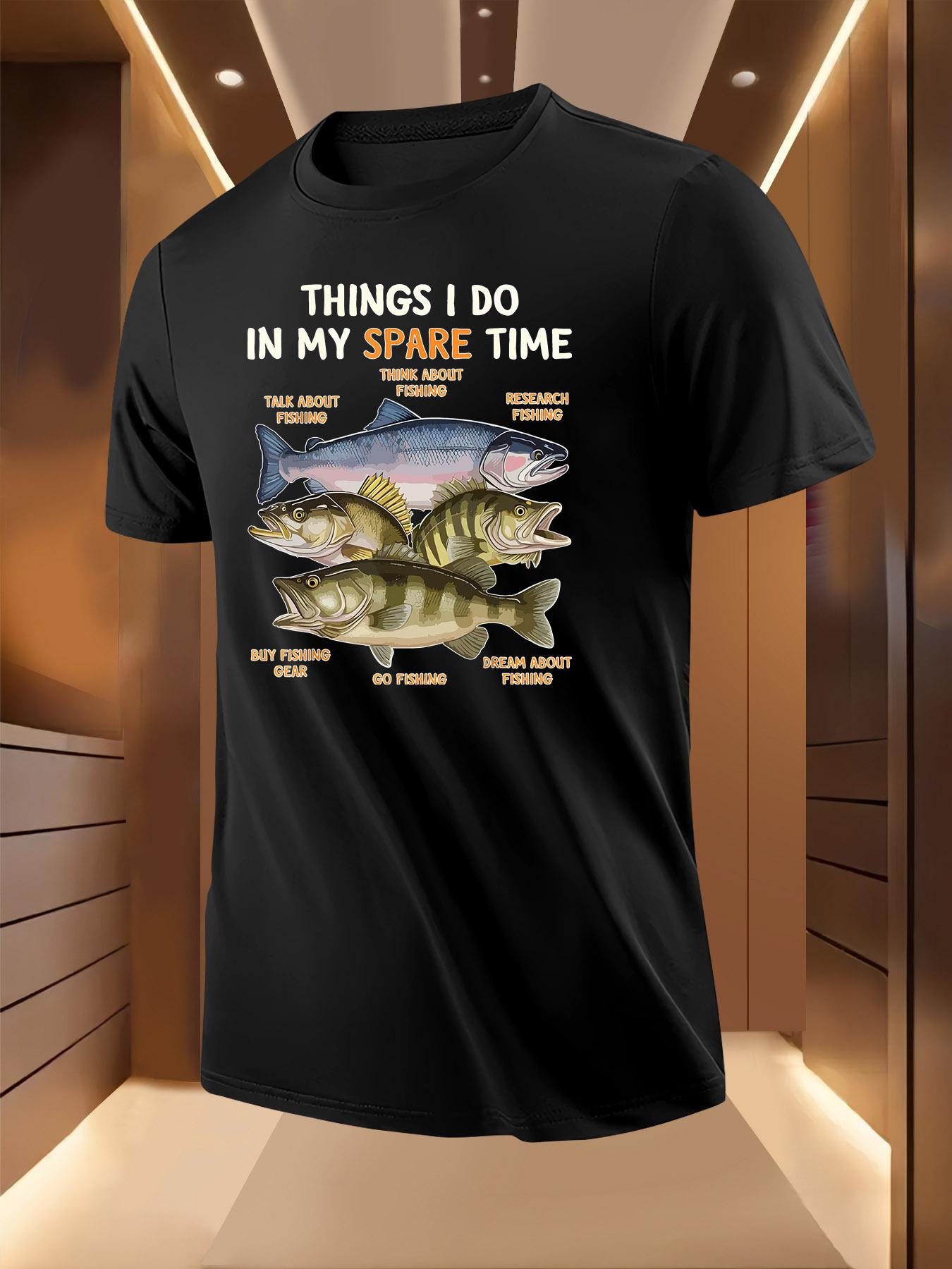 Summer Tshirt with Bold Fishing Print - Breathable XXXXL