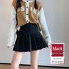 New 2024 Women's High Waist Black Pleated A-line Skirt - Short, Slimming, Summer to Autumn Style