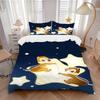 3pcs Chip & Dale Starry Night Printed Quilt Set Soft and Comfortable Quilt Cover for Bedroom, Guest Room and Dormitory Decorative Bedding Set