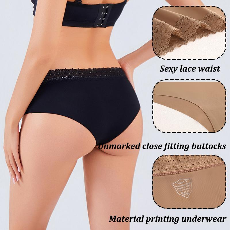 4Pcs/Set Sexy Hollow Lace Panties Girl Underwears Ladies Briefs Plus Size Panty Seamless Soft Female Panties Low Waist Lingeries