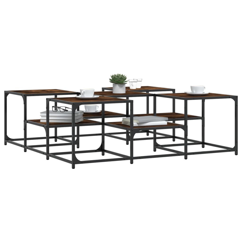  Coffee Table, Smoked Oak Color, 121x121x40 Cm