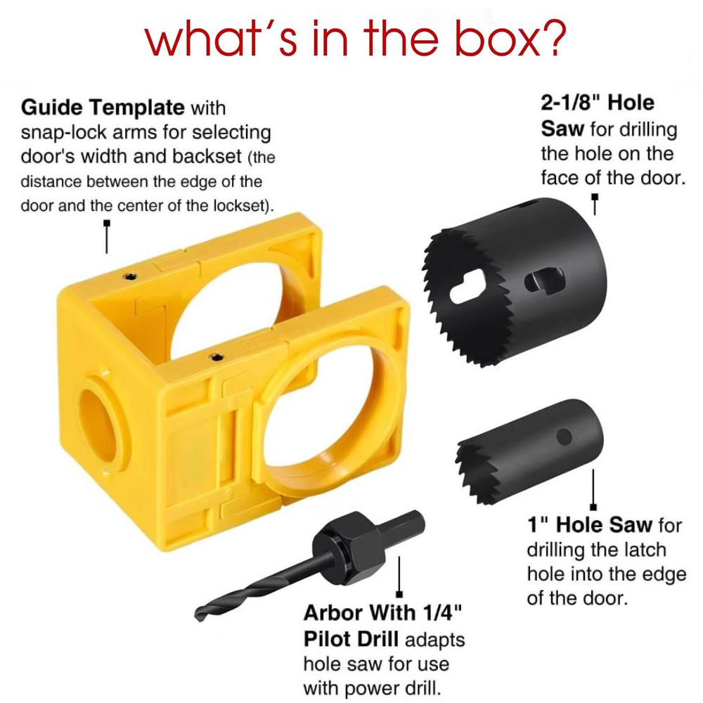New Adjustable Door Lock Installation Kit Plastic Guide Template With Carbon Steel Door Lock Hole Saw For 35-43mm Door Thick