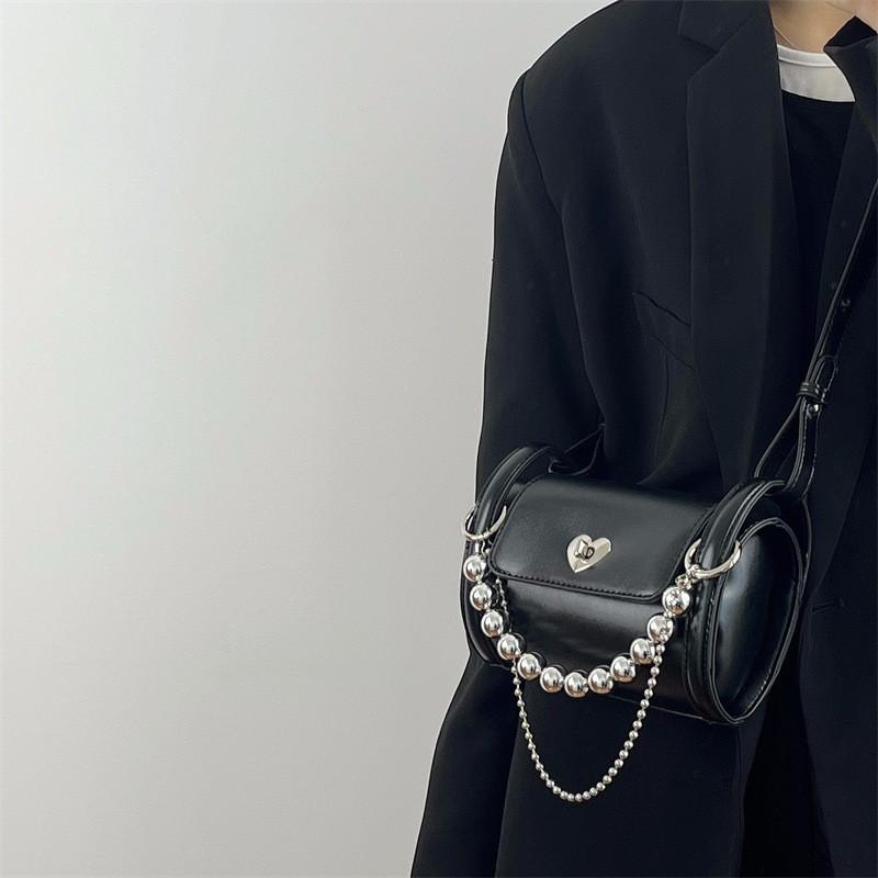 IELGY lock love chain cylinder bag, high-end shoulder messenger bag