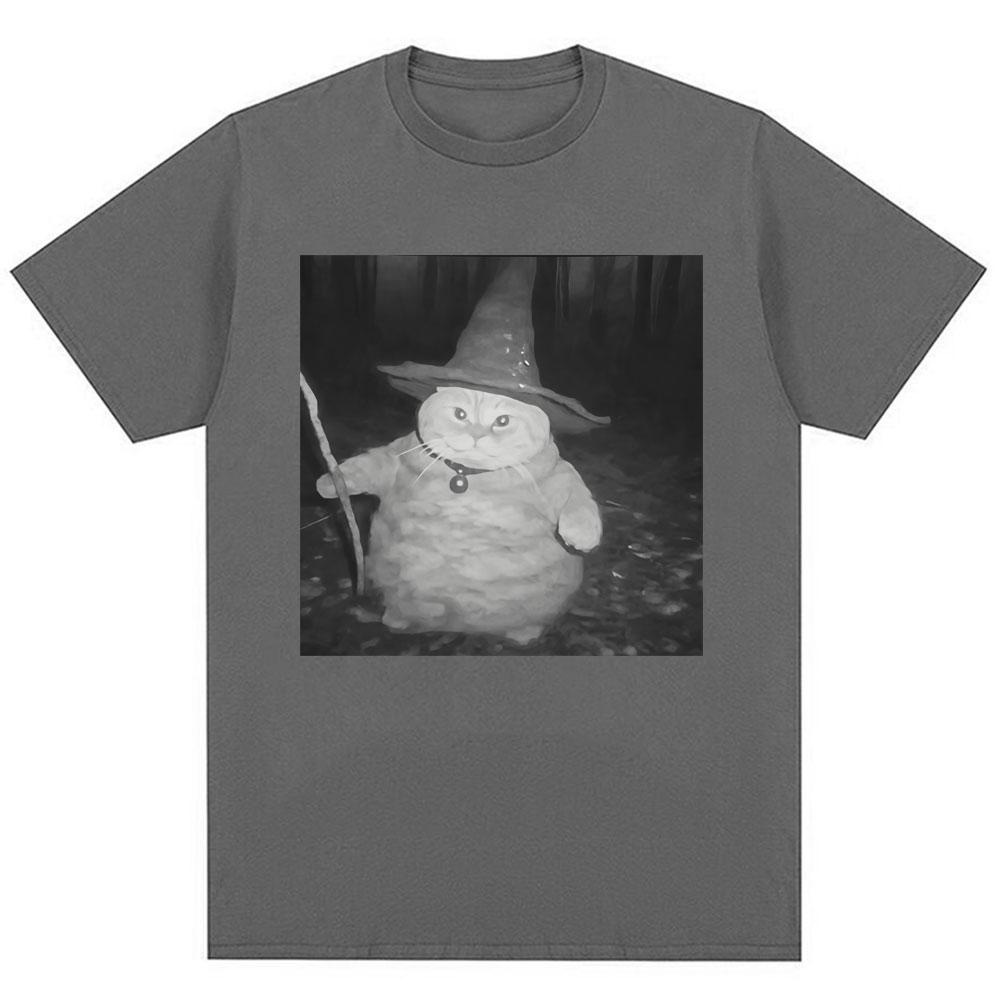 Fat Wizard Cat Funny Meme Graphic T Shirts Trend Humor Joke Novelty Men Women Short Sleeve Oversized 100% Cotton Vintage T-shirt