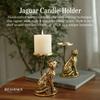 Aluminium Brass Finish Jaguar Pillar Candle Holder Statue  | Tabletop Showpiece for Good Luck | Gift Article for Wedding (Candle Not Included)