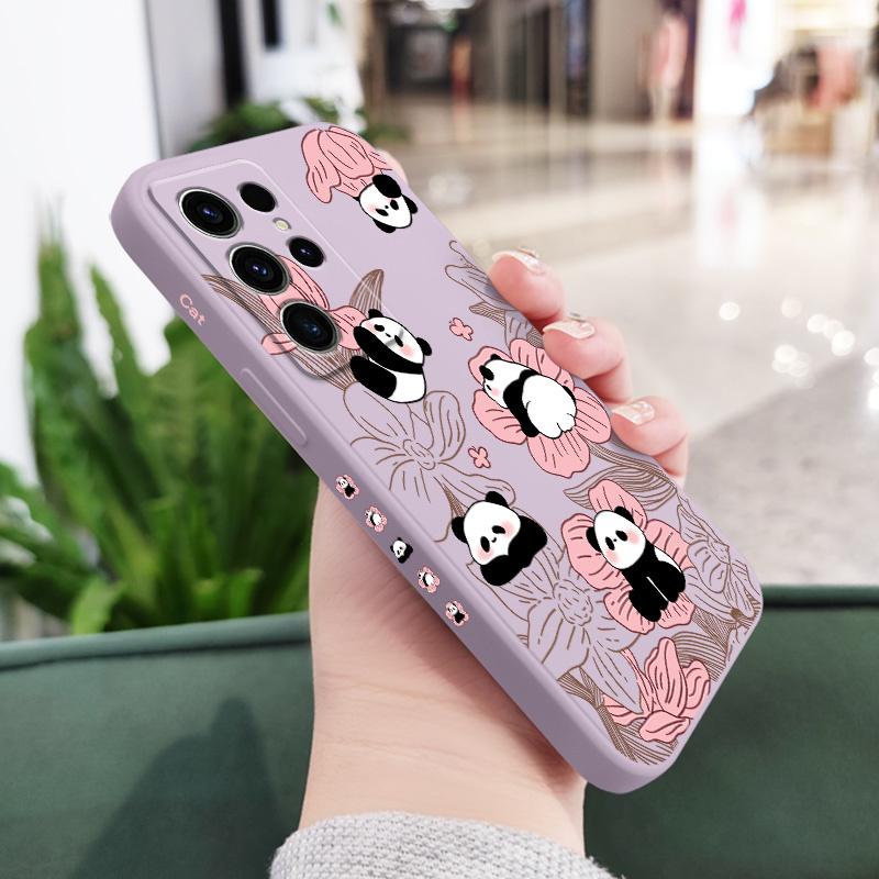Flower Panda Phone Case For Samsung Galaxy S25 FE S24 S23 S22 S21 S20 S10 S10E Ultra Plus FE Note 20 Ultra Plus Cover