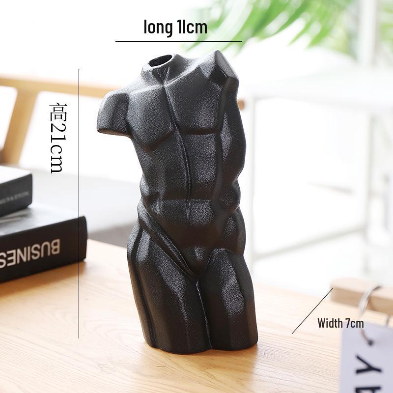 Скандинавская абстрактная геометрическая керамическая ваза в виде человеческой головы - Современное домашнее художественное украшение