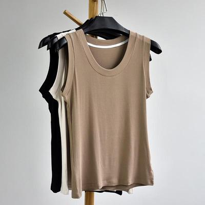 Ukosi Women's 2025 Spring Slim Fit Sleeveless U-Neck Knitted Shirt