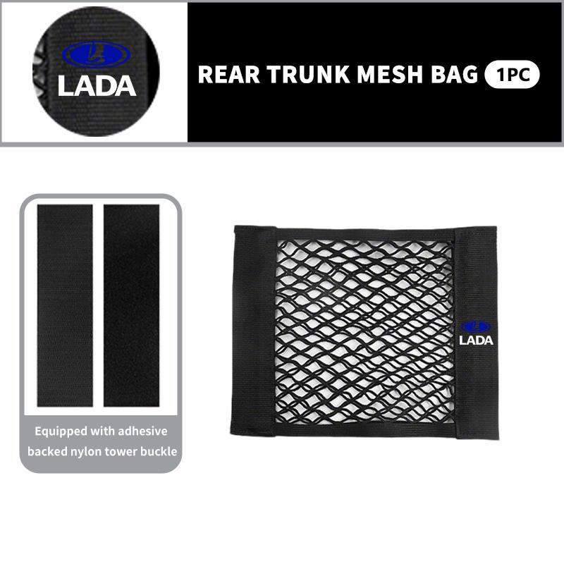 Car Trunk Elastic Mesh Fixed Straps Storage Net Bag Seat Back Fixing Bag Accessories For Lada Xray Granta Priora Sedan Sport