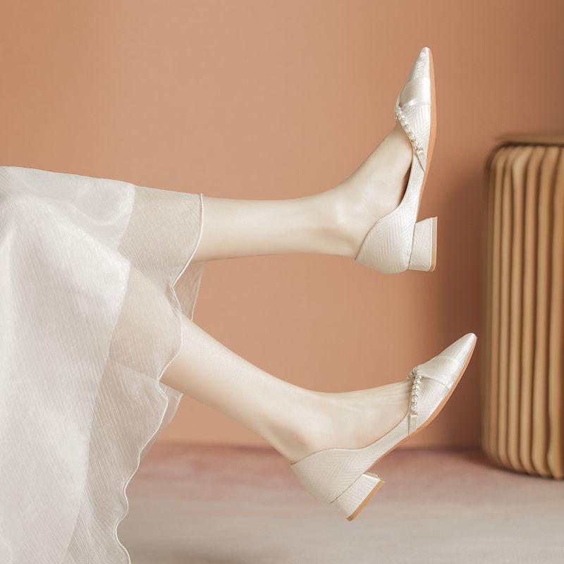 Korean late evening wind fairy shoes with skirts, light mouth thick heels in summer, not tired feet, Mary Jane shoes