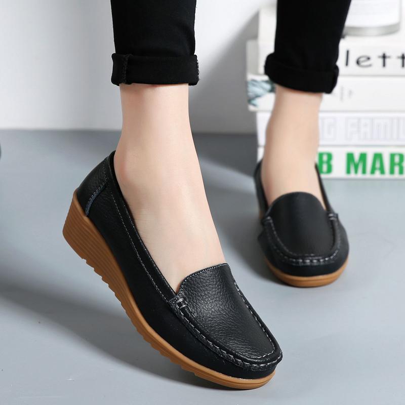 Scarpe basse da donna in pelle con plateau per primavera/autunno