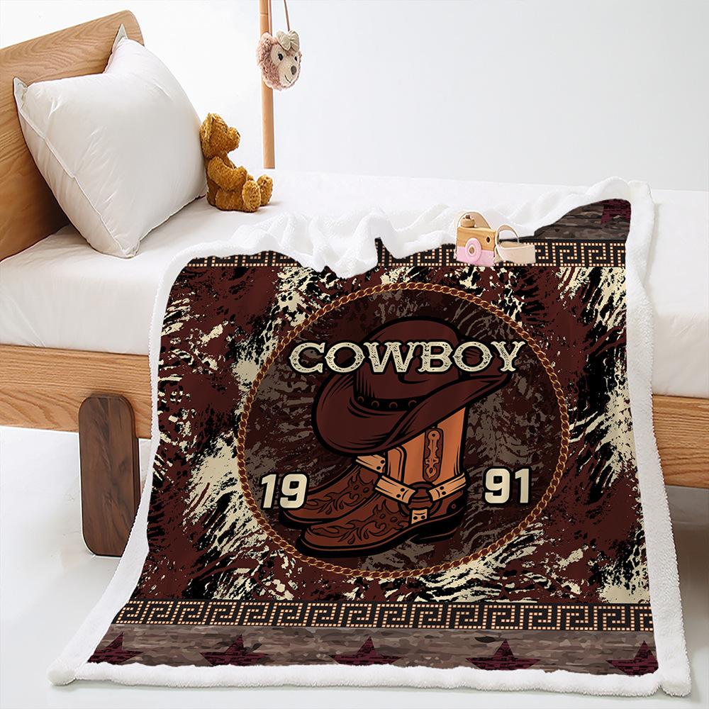 Blanket Western Cowboy Independence Day Blanket Lamb Fleece Crystal Fleece Blanket Four Seasons