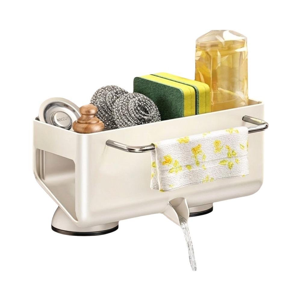 Punch Free Suction Cup Sink Drain Rack Wall Mounted Dishcloth Drying Rack for Kitchen