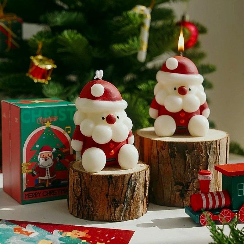 New Year Candles Christmas Candles Decorative Christmas Santa Fragrant Candle for Guest Gift Set