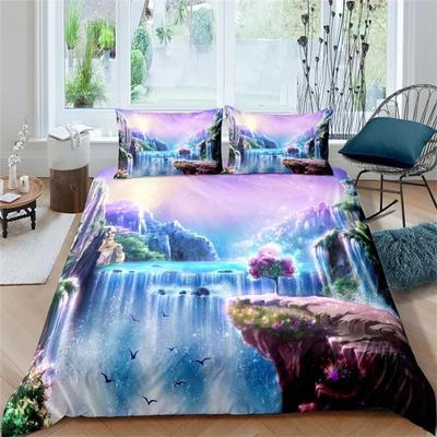 Snow Mountain Duvet Cover Set Natural Landscape Comforter Cover Microfiber Dream Waterfall Bedding Set Twin King For Girls Teen