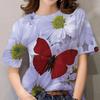 Women's Short Sleeved Butterfly Printed T-shirt Casual Top Plus Size