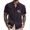 Men'S Casual Loose Short Sleeved Printed Shirt With Fashionable Lapel Top