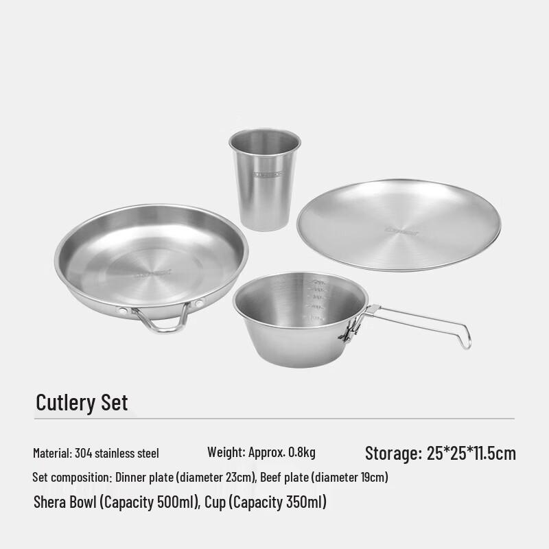 LUING BOX 304 Stainless Steel Camping Tableware Set