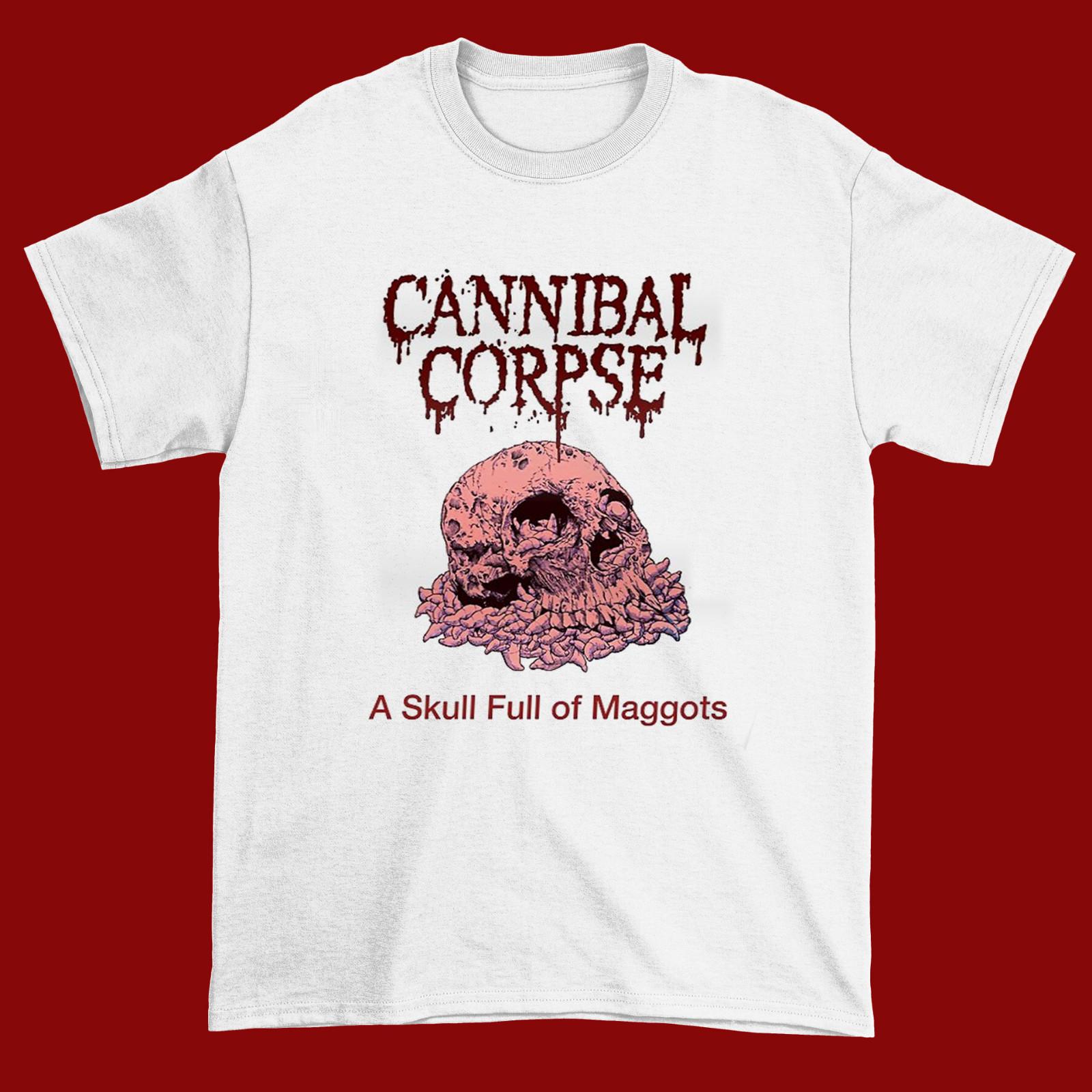 New Cannibal Corpse Shirt A Skull Full of Maggots White Unisex All size S