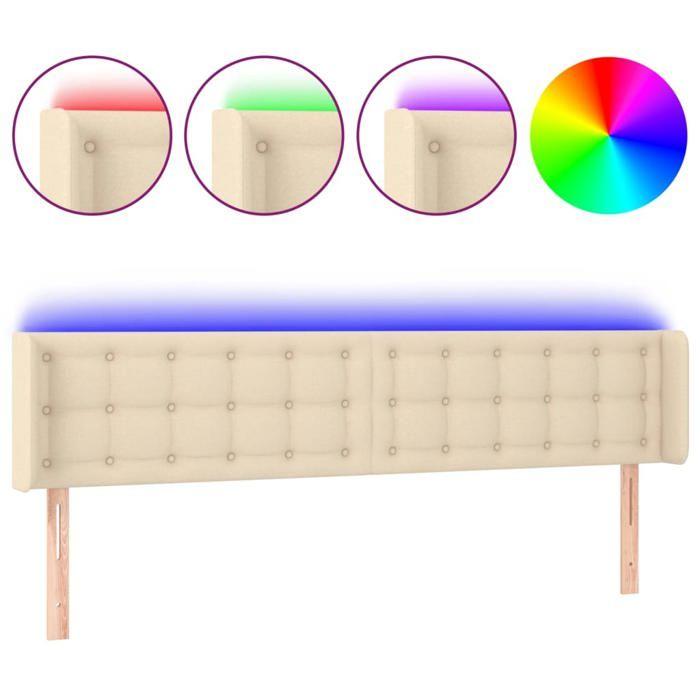 VidaXL Tête de Lit à LED Meuble de Chambre à Coucher Accessoire de Lit Double Tête de Cadre de Lit Intérieur Crème 3123689