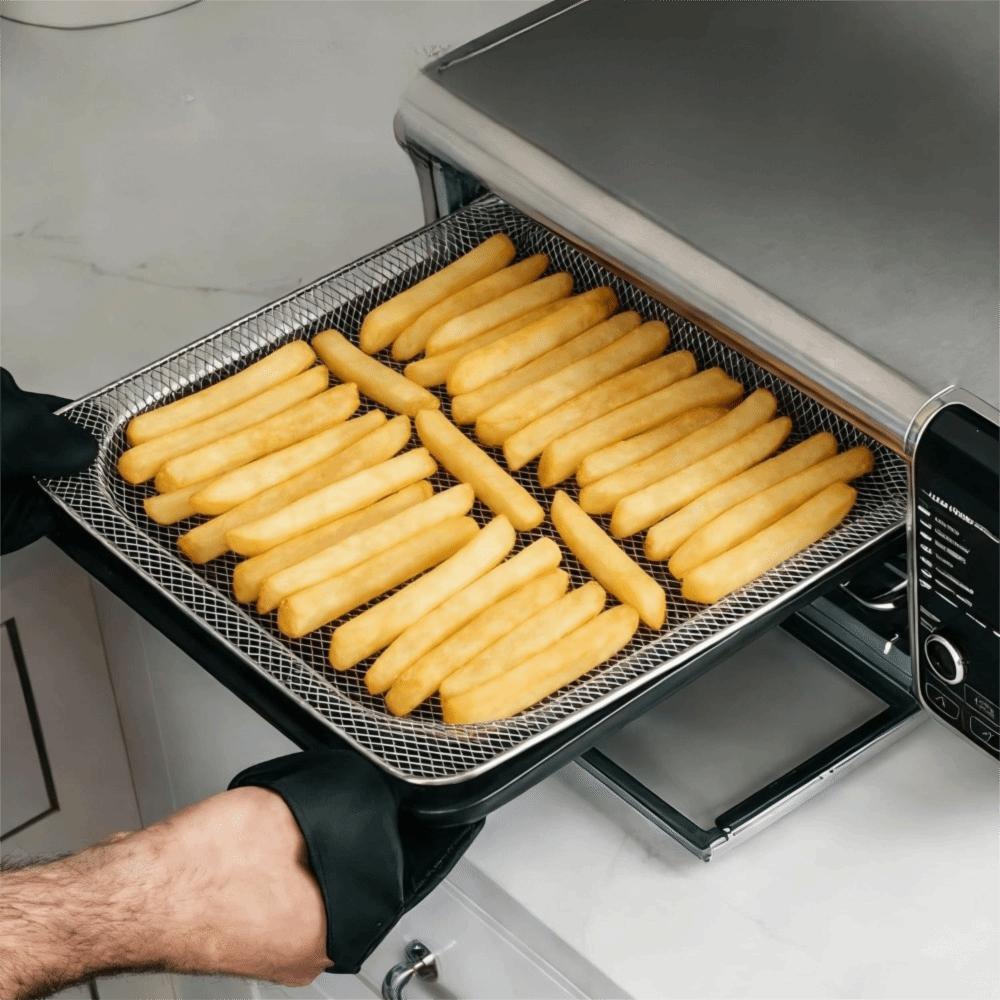 Stainless Steel Air Fryer Grill Tray Square Oven Baking Basket Home