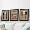 3 peças/conjunto Tela para Pintura a Óleo Artística com Moldura de Madeira Desenho Decoração de Parede de Cozinha Decorações para Sala de Casa