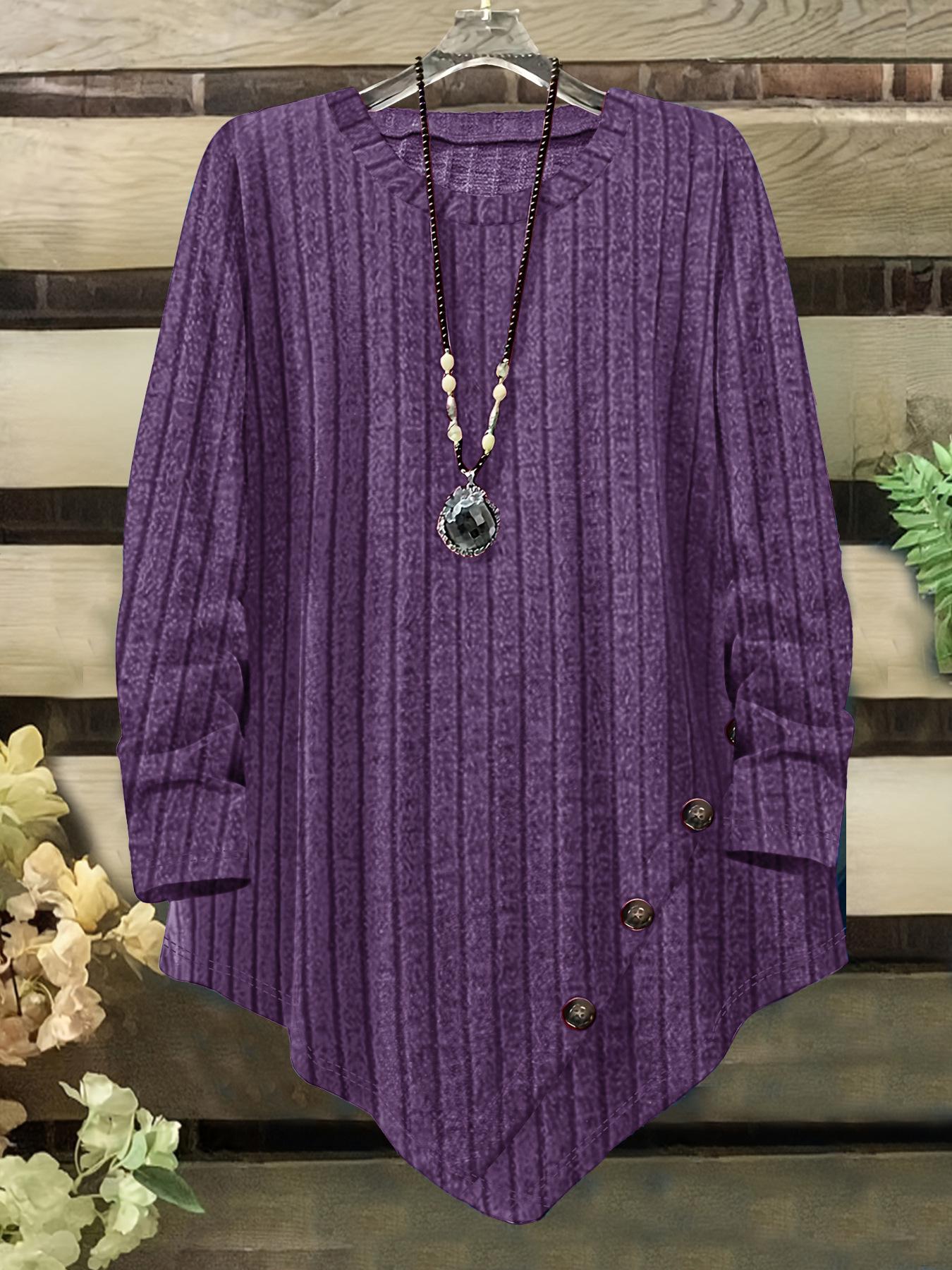 

Plus Size Women s Long Sleeve Irregular Hem Round Neck Top for Spring & Autumn 4XL