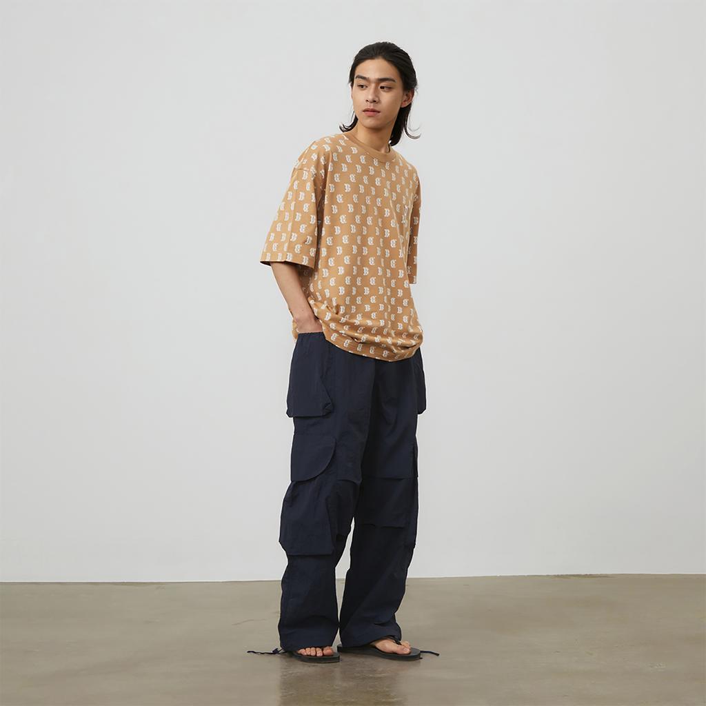 New MLB MONOGRAM Collection Fashion Sports Collection T Shirt Unisex Light Camel 3ATSM0243-43CAL