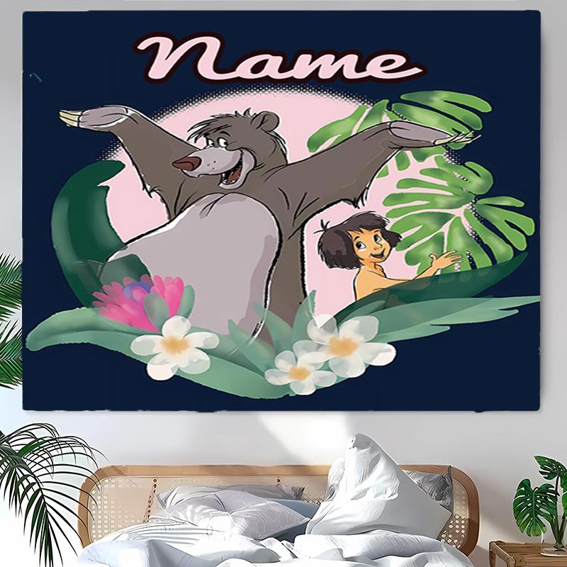 Personalized The Jungle Book Background Tapestry,Custom Name Birthday Party,Multifunctional Wall Decoration for Home Decor,Various Occasions
