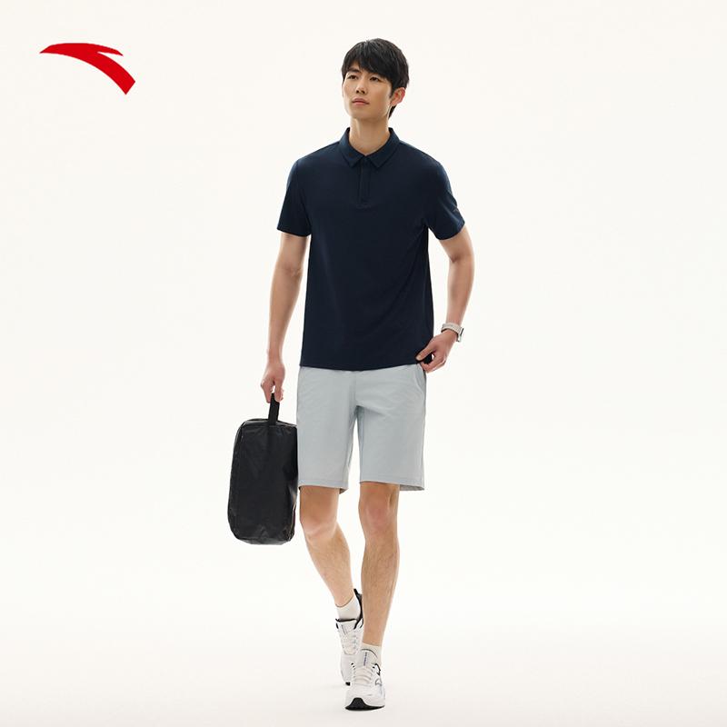 Anta Training Series Solid Color Comfortable Versatile Breathable Casual Polo Shirt Men tops Pure-White 152527145-1
