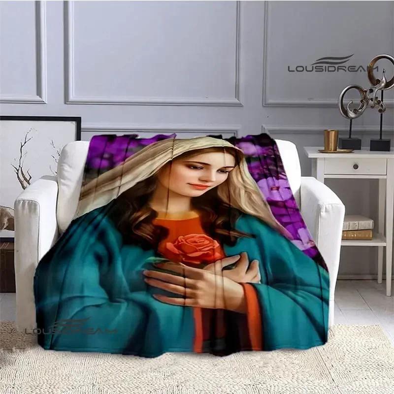 Virgin Mary Faith Print Blanket Flannel Soft Comfort Blanket Home Travel Blanket Kids Warm Blanket picnic blanket birthday gift