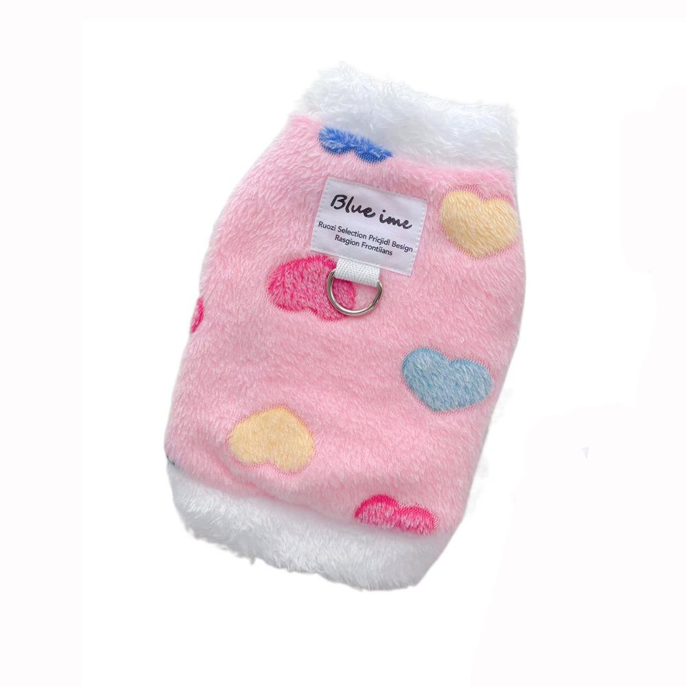 

Love Heart Pattern Dog Coat Warm Pet Clothes Schnauzer Puppy Sweater Small Medium Dogs XS розовый