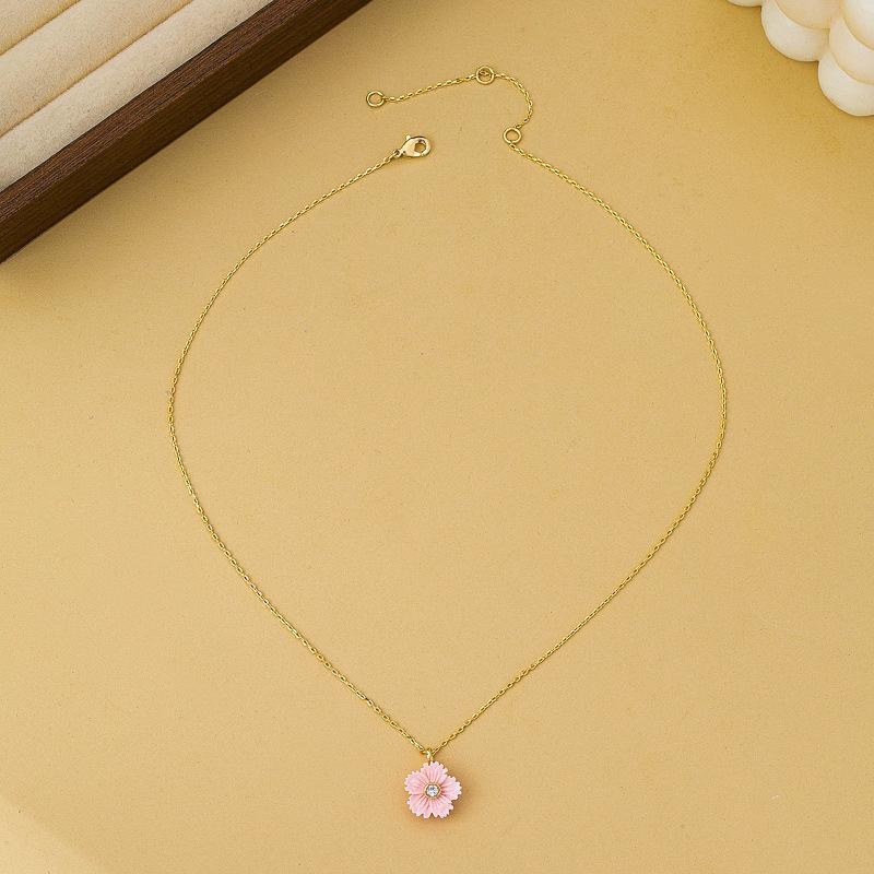 Sweet Mori Flower Shape Zircon Embellished Necklace Niche Fashion Design Sense Versatile Temperament Collarbone Chain Jewelry
