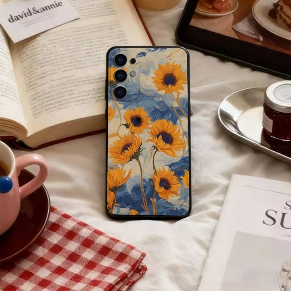 

Sunflower Pattern Phone Case For Samsung S25,S24,S21,S22,S23,S30,Ultra,S20,Plus,Fe,Soft Black Cover Samsung S25