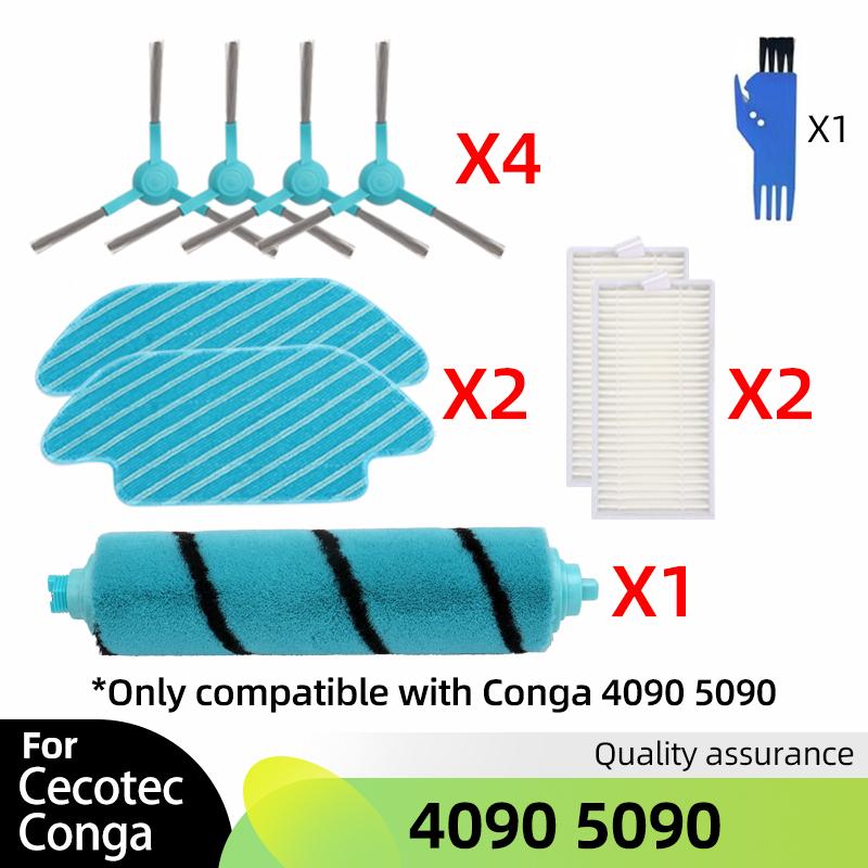For Cecotec Conga 4090 4490 4690 5090 5490 6090 Robot Vacuum Cleaner Parts Roller Main Side Brush Hepa Filter Mop Rag Accessory