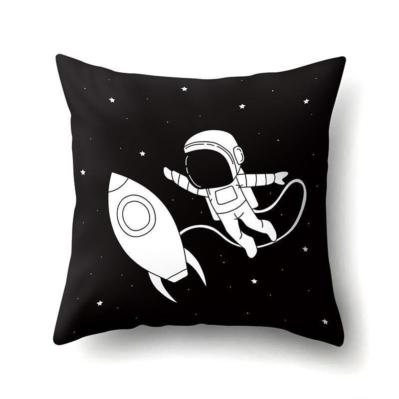 

Astronaut Polyester Pillow Case Style Floral Print Peach Leather Velvet Pillow Case Creative Moon Car Waist Cushion Cover No pillow core