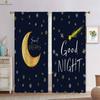 Cute Cartoon Stars, Moon And Clouds Printed Curtains Blue And White Color Matching Children's Room Decorative Curtains 2 Pieces