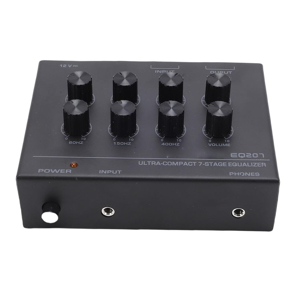 7 Band Sound Equalizer with 3.5mm Input Headphone Jack Two Channel Digital Equalizer for Home Car Treble and Bass