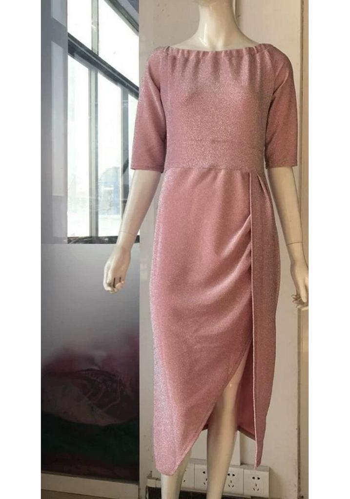 Women's Sparkly One-Shoulder High Slit Bodycon Evening Dress - Non-See-Through