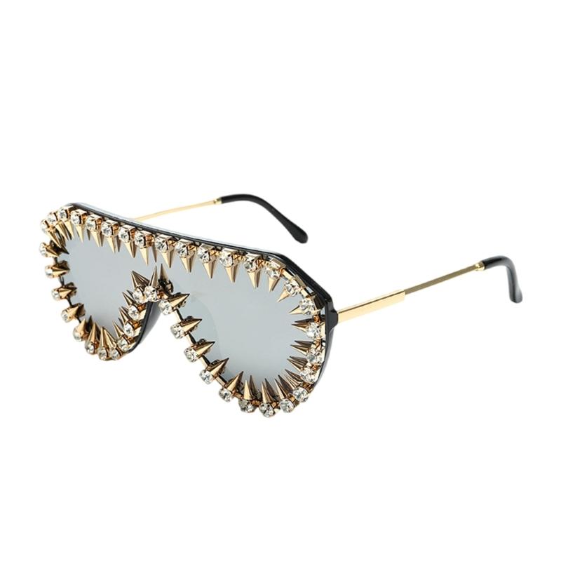 Blingbling Sunglasses with Crystal Rivet Frame for Female Male Unisex Music Festival and Hiphop Dancing Party Dressingup