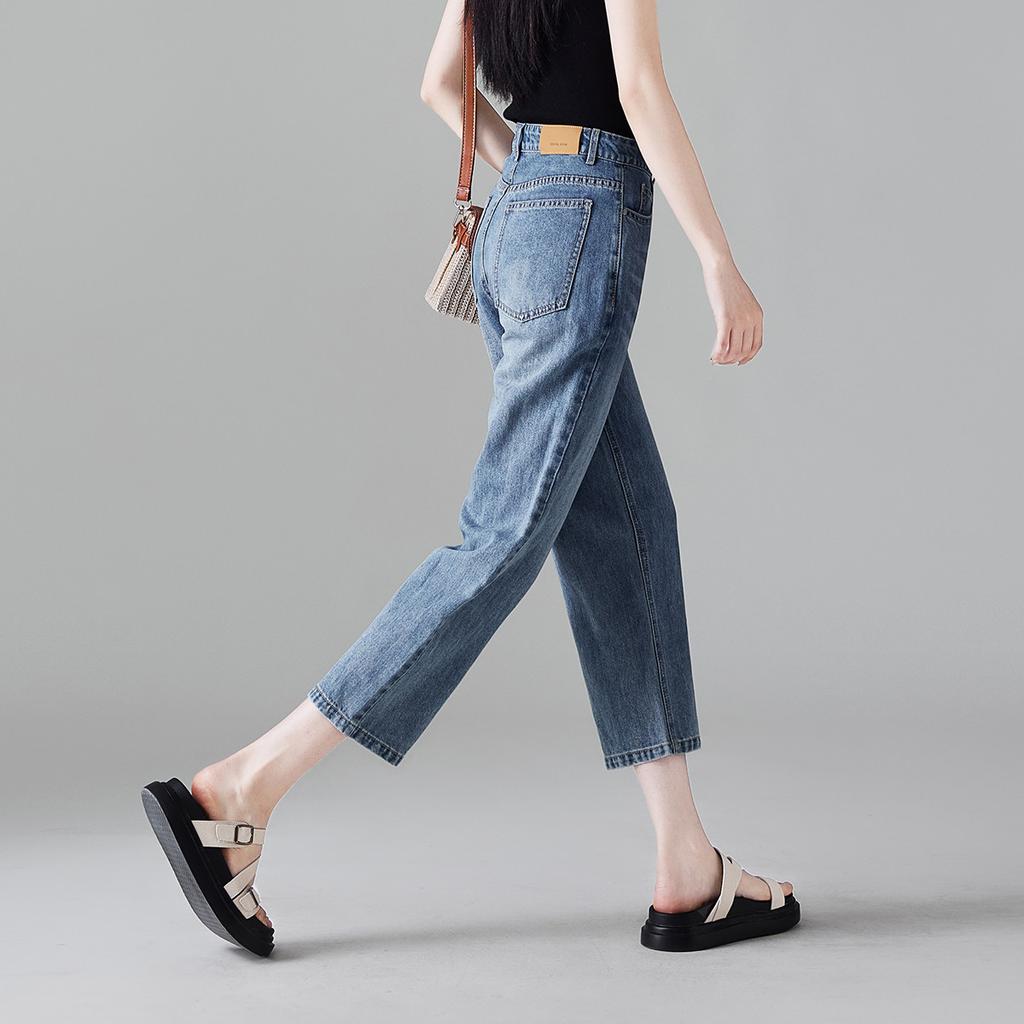 High Waisted Denim Cropped Pants for Women In Summer 2025, Thin, Fashionable, Versatile, Slimming Straight Leg Pants