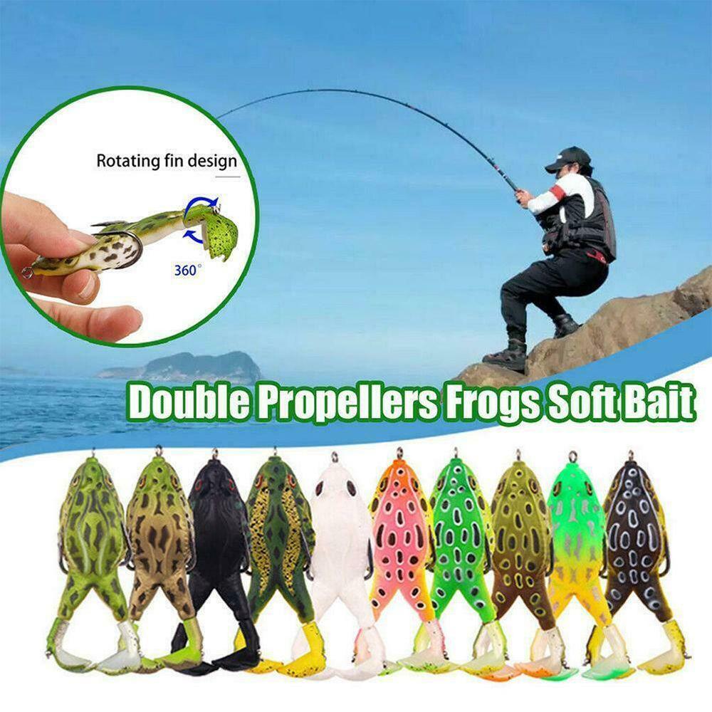 

Durable Hot Lifelike Portable Artificial Double Propellers Soft Fishing Lures Bass Bait Rubber Frog