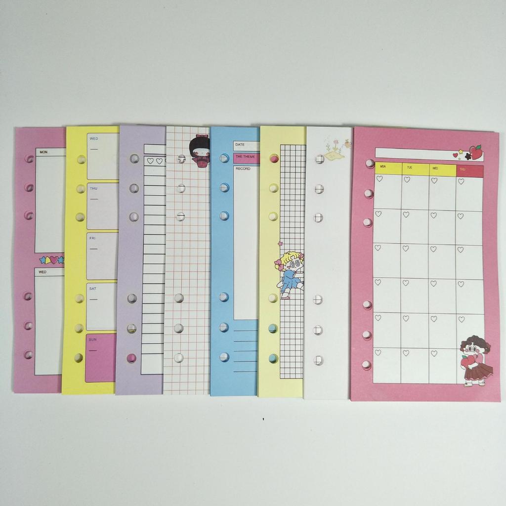 Lovely A6 Loose Leaf Notebook Refill Spiral Binder Index Inside Page Monthly Weekly To Do List Paper Stationery