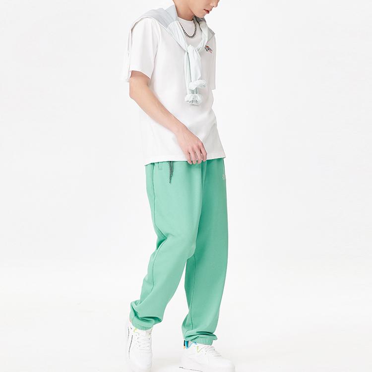 Li-Ning Embroidered Pattern Solid Color Round Neck Casual T-Shirt Men Tops White AHSS323-1
