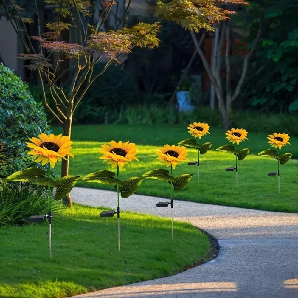 Solar Powered LED Solar Sunflower Lights LED Light Night Light Landscape Lamp Outdoor Deco Waterproof Flower Light Home