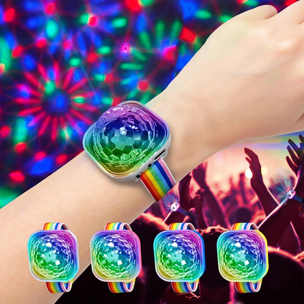 Piece Mini Disco Ball Flashing LED Bracelet Portable Party Bracelet Light with Suction Cup Vitality Change Party Light Disco Light