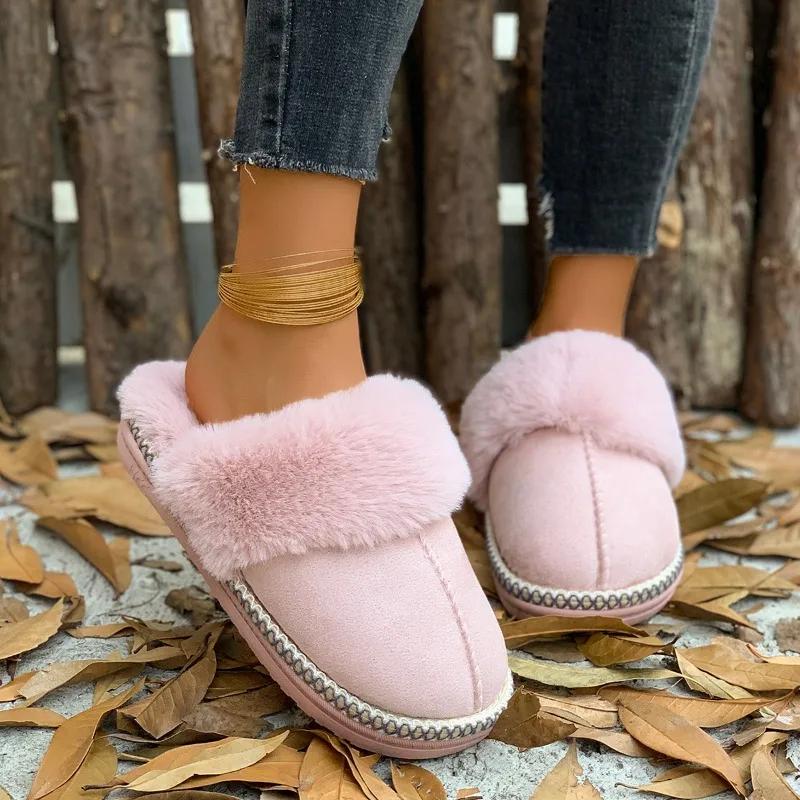 Winter 2024 Women Slippers New Comfortable and Warm Women's Fur Slippers Casual and Fashion Indoor Cotton Slides Zapatos Mujer