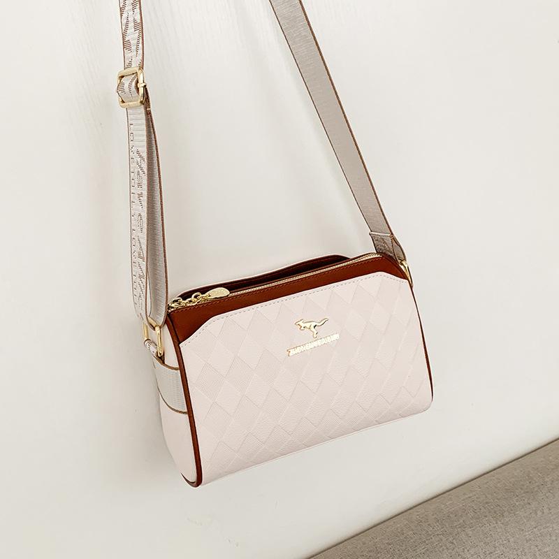 

Новая женская сумка Boston через плечо с многослойным ромбовидным узором большой вместимости белый