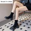 Dicker Absatz Damen Stretch Stiefeletten Mode Elegant Modern Schlank Kurze Stiefeletten Herbst Winter Damen Slipper